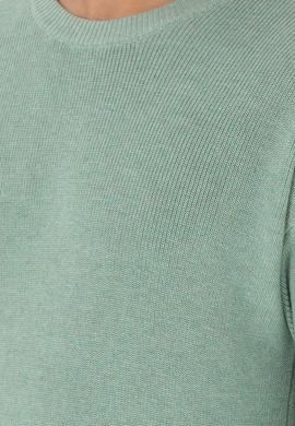 Erkek Regular Fit Bisiklet Yaka Yeşil Melanj Basic Kazak - 50298267042