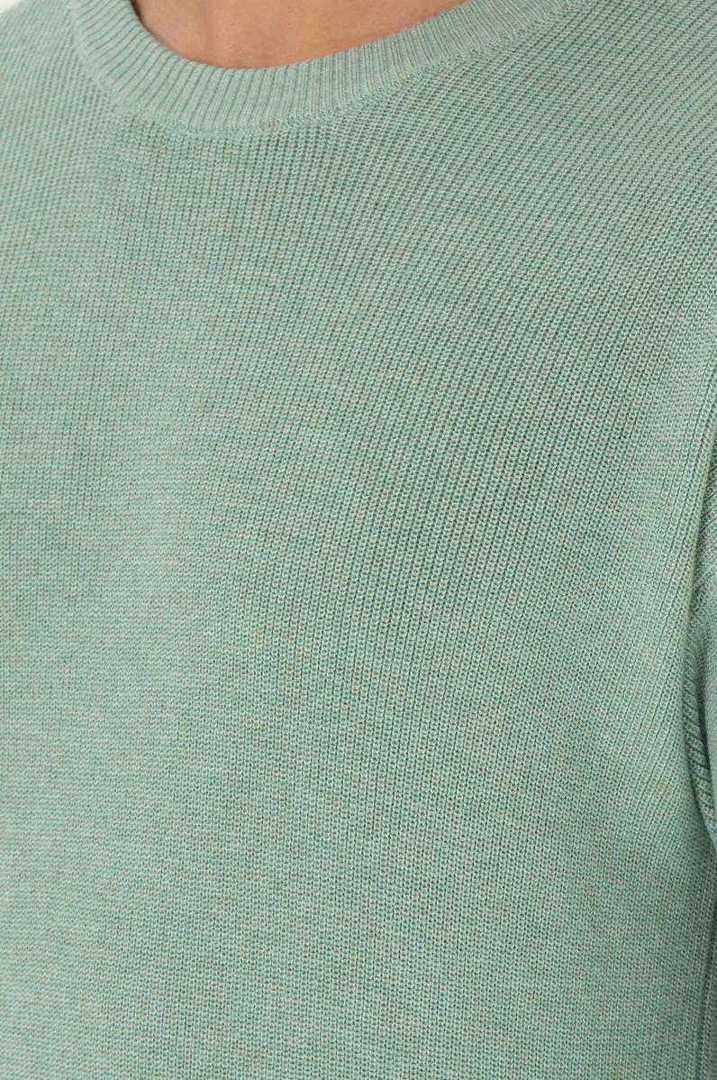 Erkek Regular Fit Bisiklet Yaka Yeşil Melanj Basic Kazak