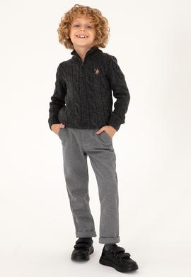 Erkek Çocuk Yarım Fermuarlı Antrasit Melanj Kazak - 50297422038