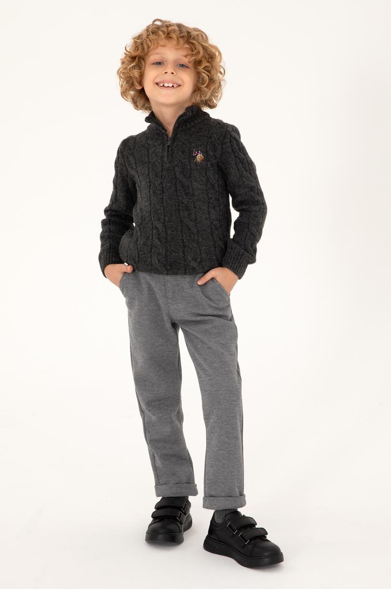 Erkek Çocuk Yarım Fermuarlı Antrasit Melanj Kazak
