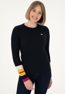 Kadın Lacivert Bisiklet Yaka Kazak - 50297099007