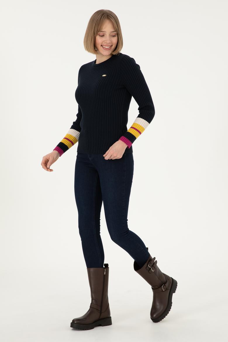 Kadın Lacivert Bisiklet Yaka Kazak - 50297099007