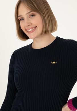 Kadın Lacivert Bisiklet Yaka Kazak - 50297099007