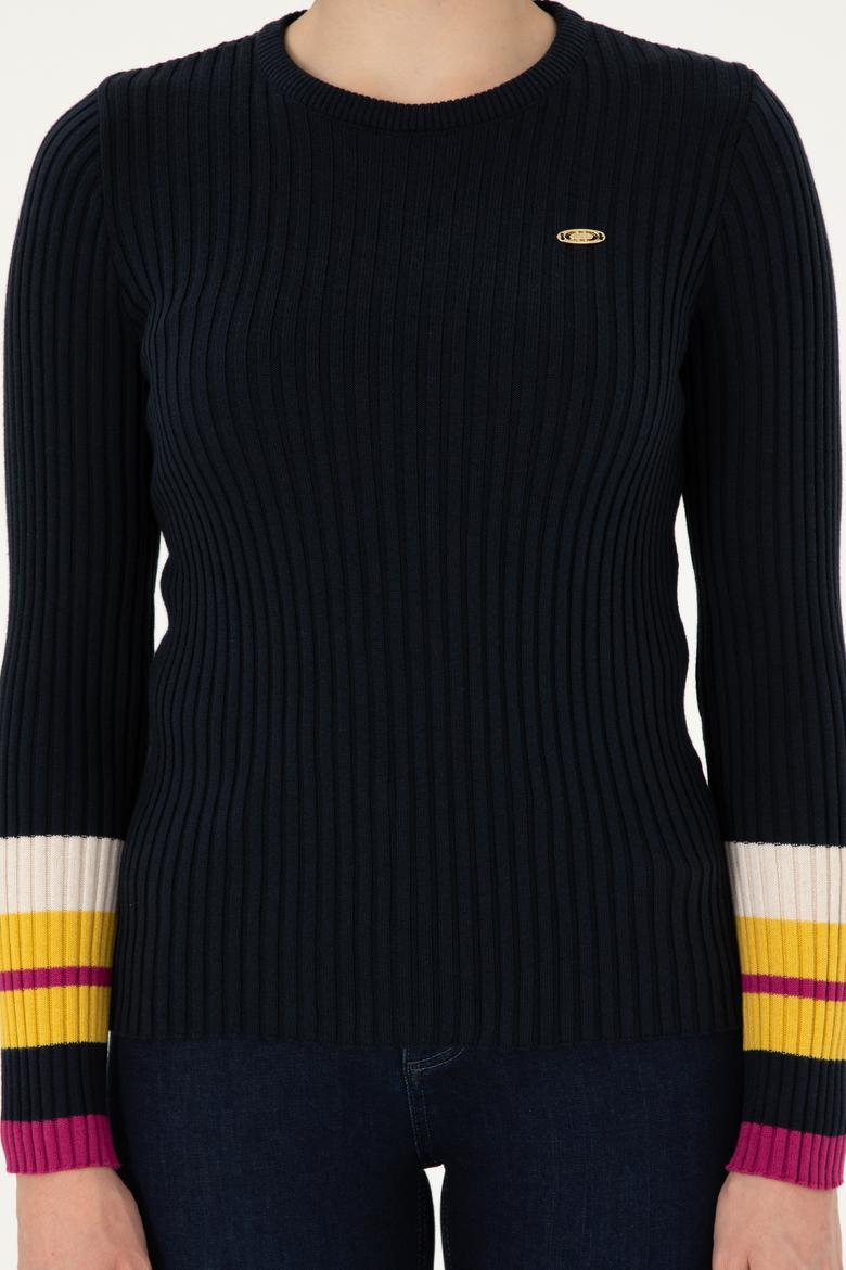 Kadın Lacivert Bisiklet Yaka Kazak - 50297099007