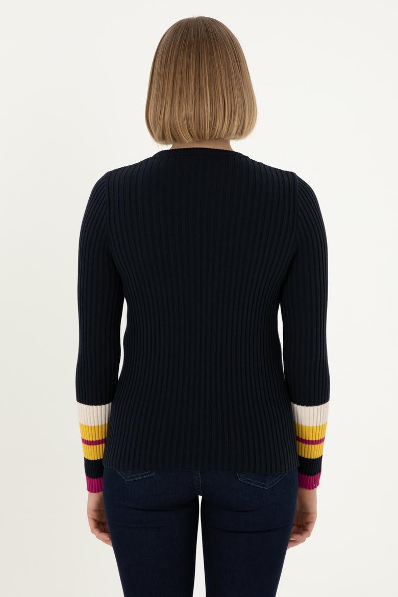 Kadın Lacivert Bisiklet Yaka Kazak - 50297099007