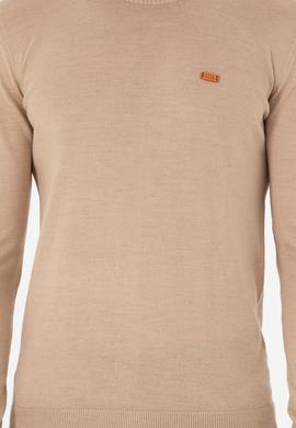 Erkek Slim Fit Bisiklet Yaka Kum Melanj Kazak - 50297040042