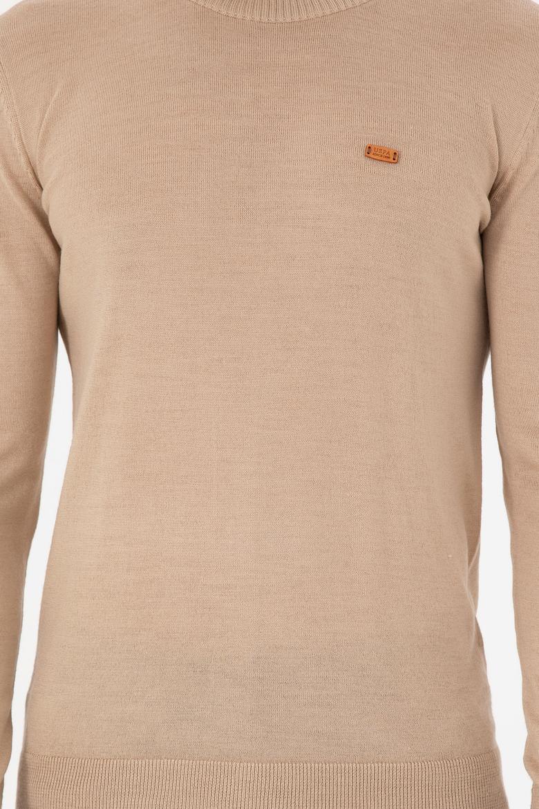 Erkek Slim Fit Bisiklet Yaka Kum Melanj Kazak - 50297040042