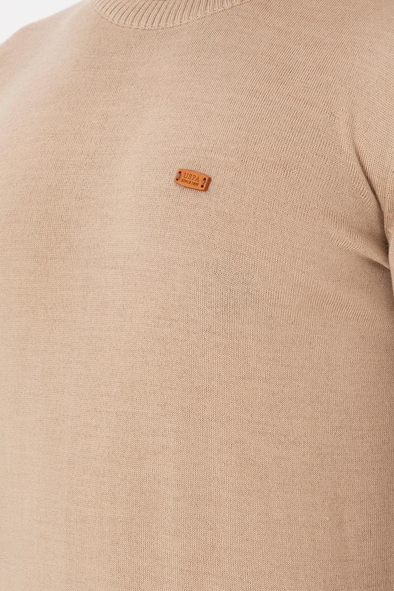 Erkek Slim Fit Bisiklet Yaka Kum Melanj Kazak - 50297040042