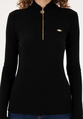 Kadın Siyah Fermuarlı Sweatshirt - 50299040014