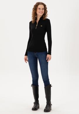 Kadın Siyah Fermuarlı Sweatshirt - 50299040014