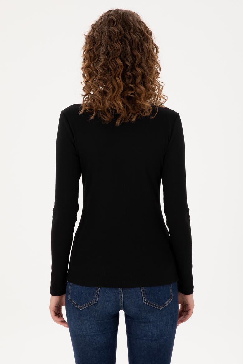 Kadın Siyah Fermuarlı Sweatshirt - 50299040014