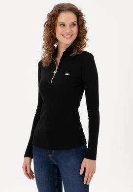 Kadın Siyah Fermuarlı Sweatshirt - 50299040014