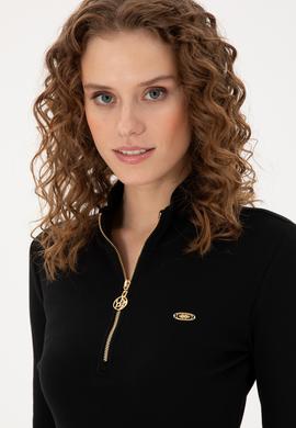 Kadın Siyah Fermuarlı Sweatshirt - 50299040014