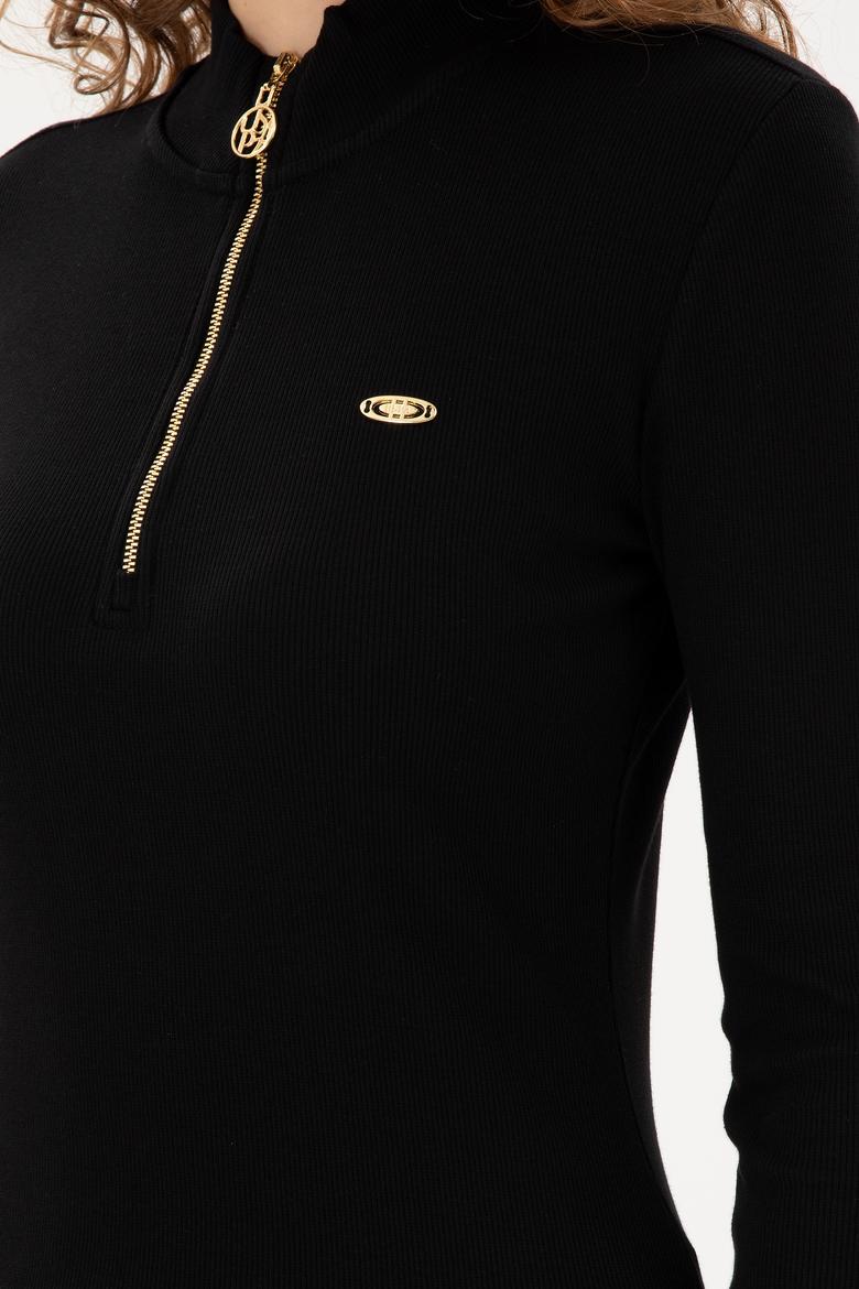 Kadın Siyah Fermuarlı Sweatshirt - 50299040014