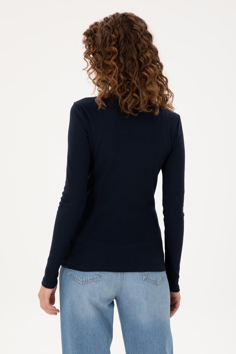 Kadın Lacivert Fermuarlı Sweatshirt - 50299040024