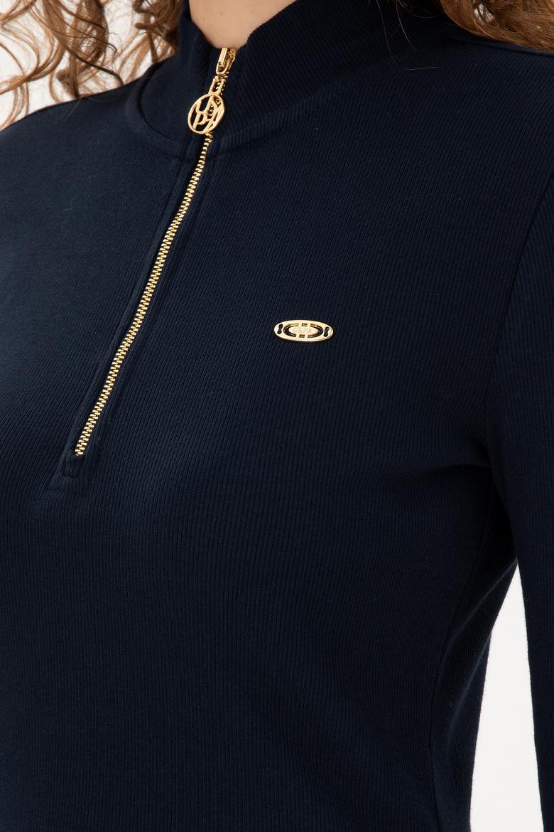 Kadın Lacivert Fermuarlı Sweatshirt - 50299040024