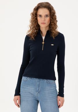 Kadın Lacivert Fermuarlı Sweatshirt - 50299040024