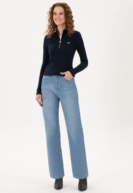 Kadın Lacivert Fermuarlı Sweatshirt - 50299040024