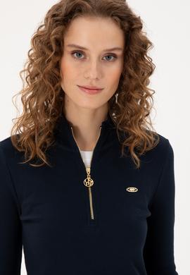 Kadın Lacivert Fermuarlı Sweatshirt - 50299040024