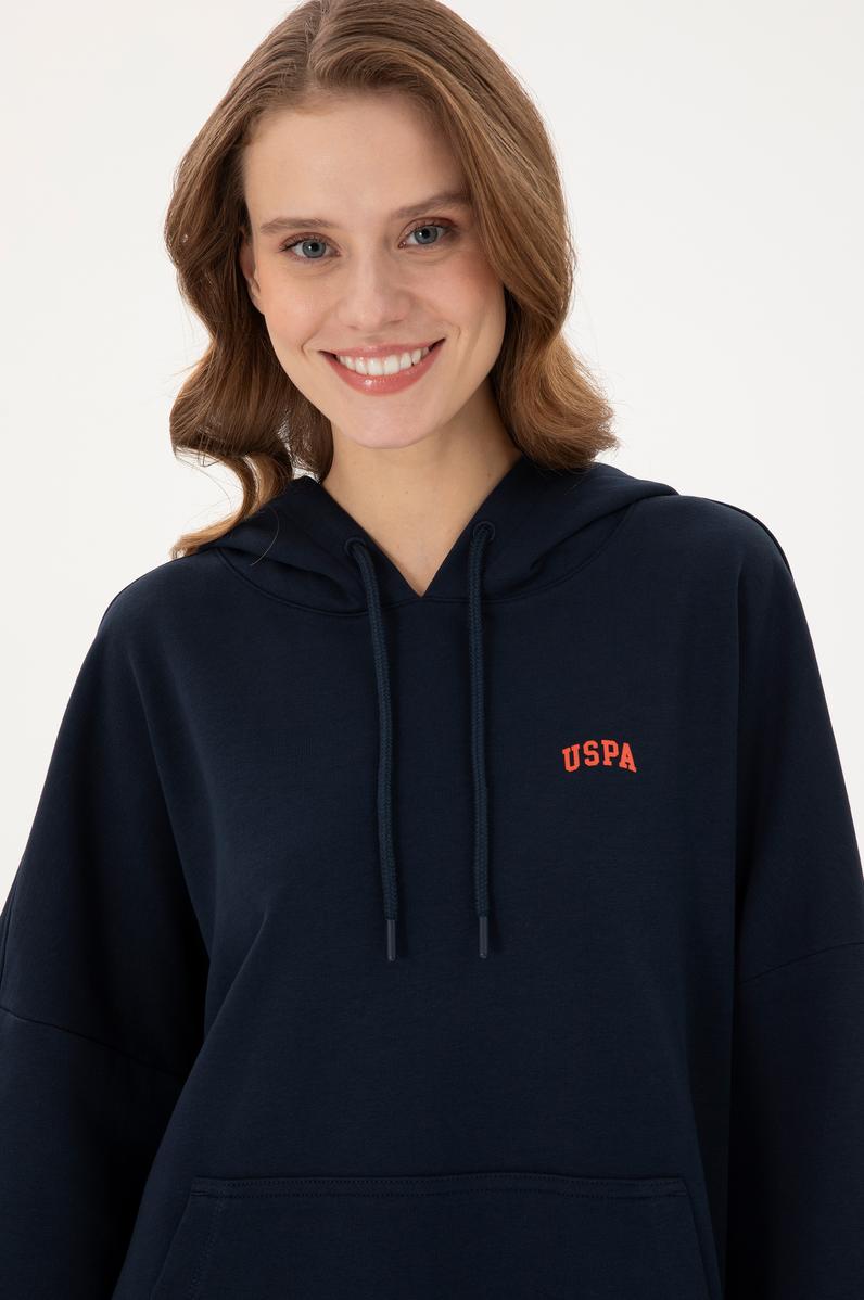 Kadın Lacivert Kapüşonlu Basic  Sweatshirt