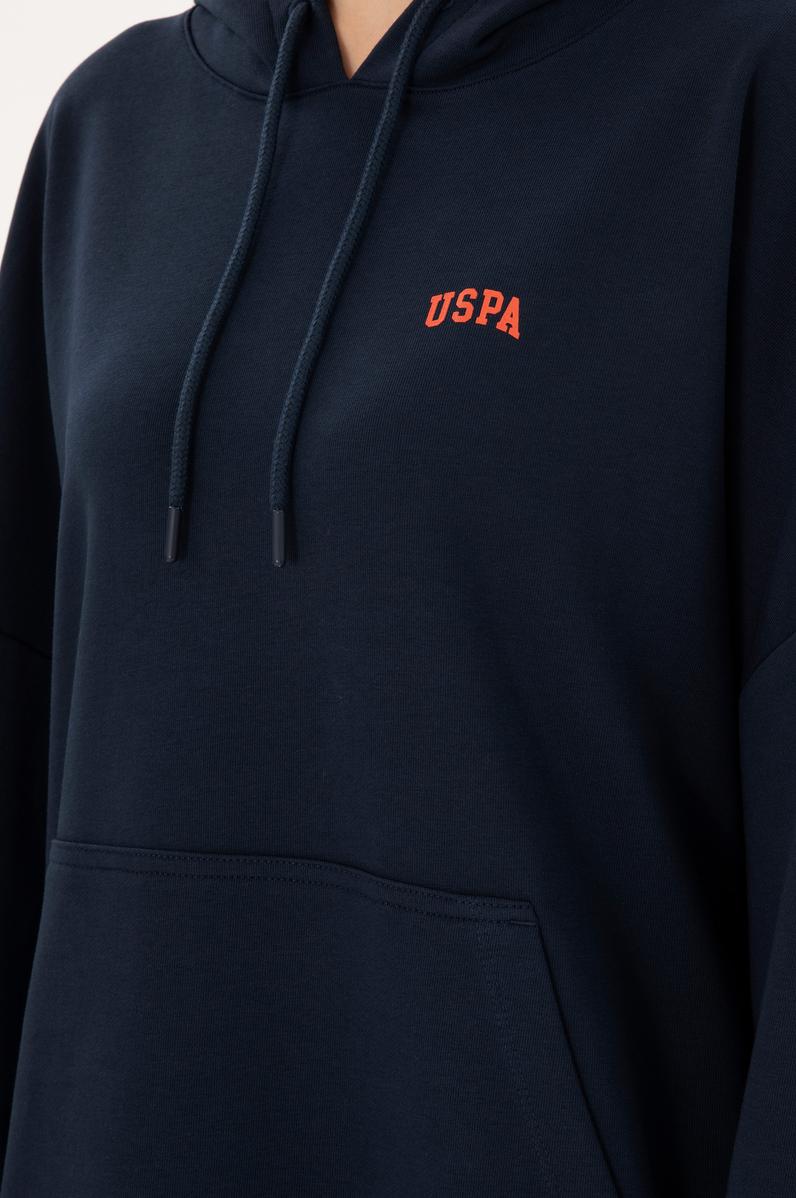 Kadın Lacivert Kapüşonlu Basic  Sweatshirt