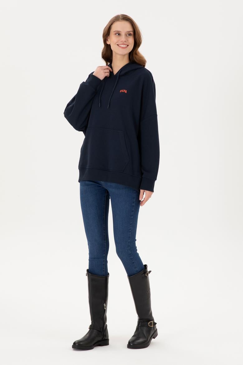 Kadın Lacivert Kapüşonlu Basic  Sweatshirt - 50297324021