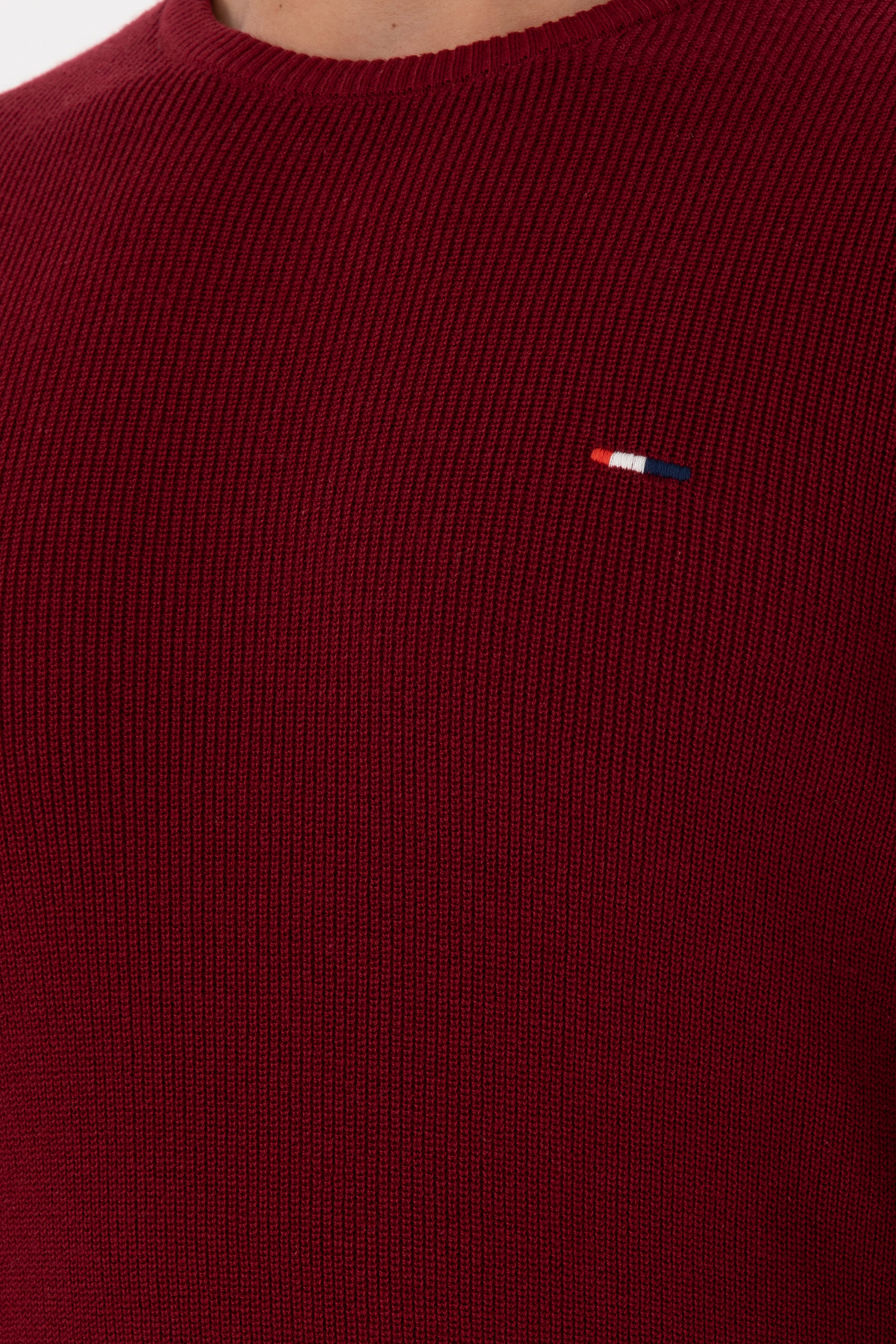 Erkek Slim Fit Bisiklet Yaka Bordo Basic Kazak - Image 7