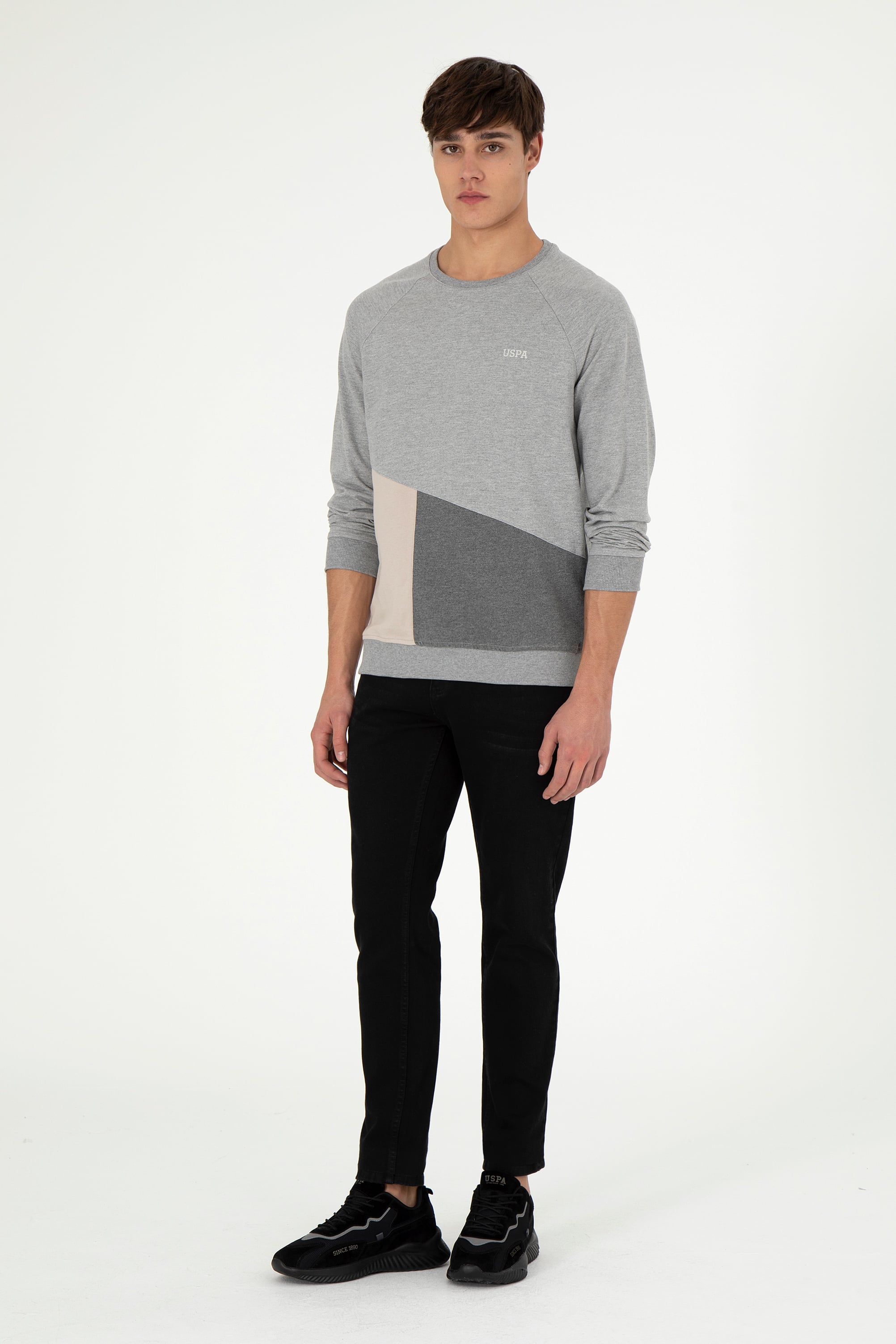 Erkek Gri Melanj Sweatshirt - Image 4