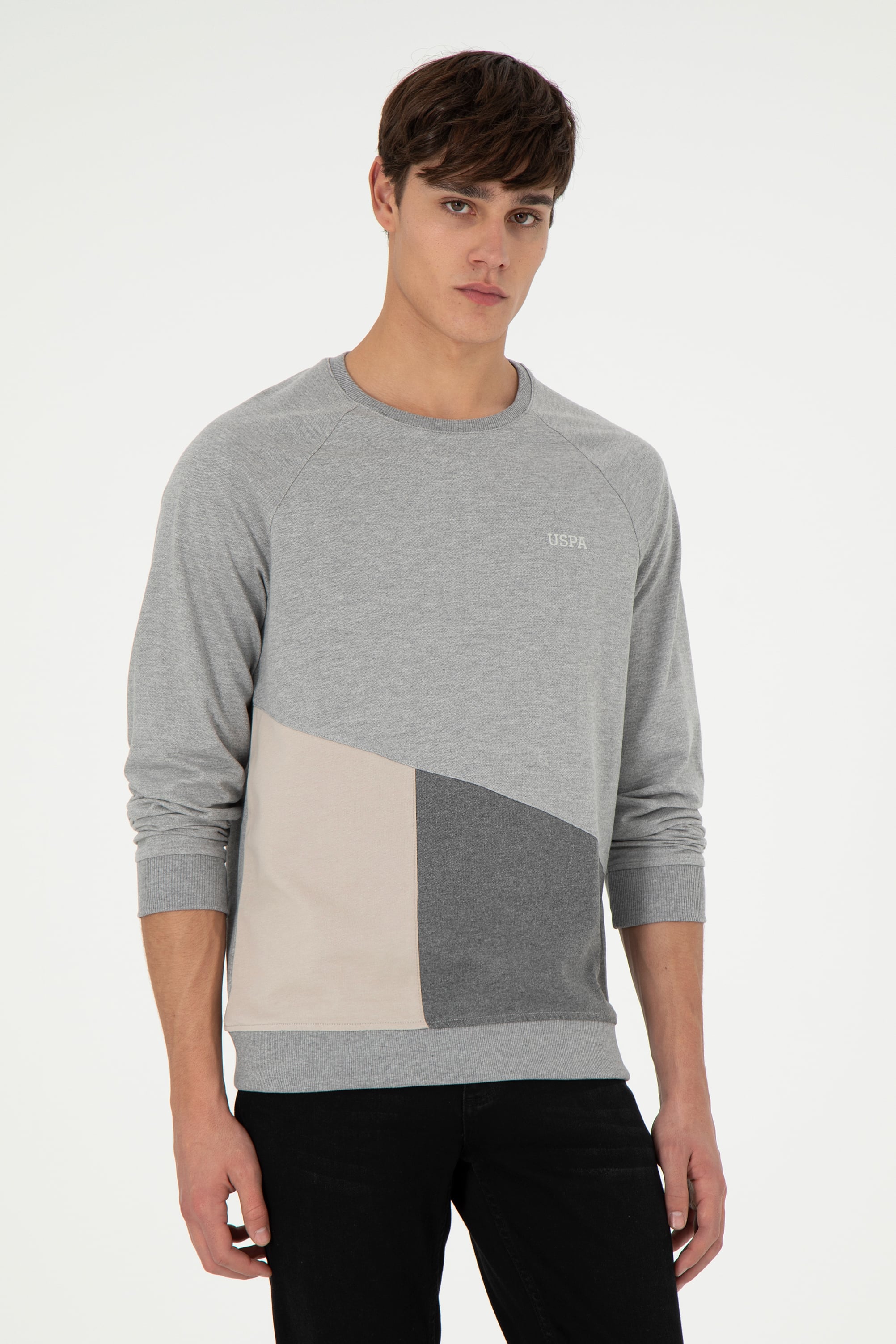 Erkek Gri Melanj Sweatshirt - Image 1