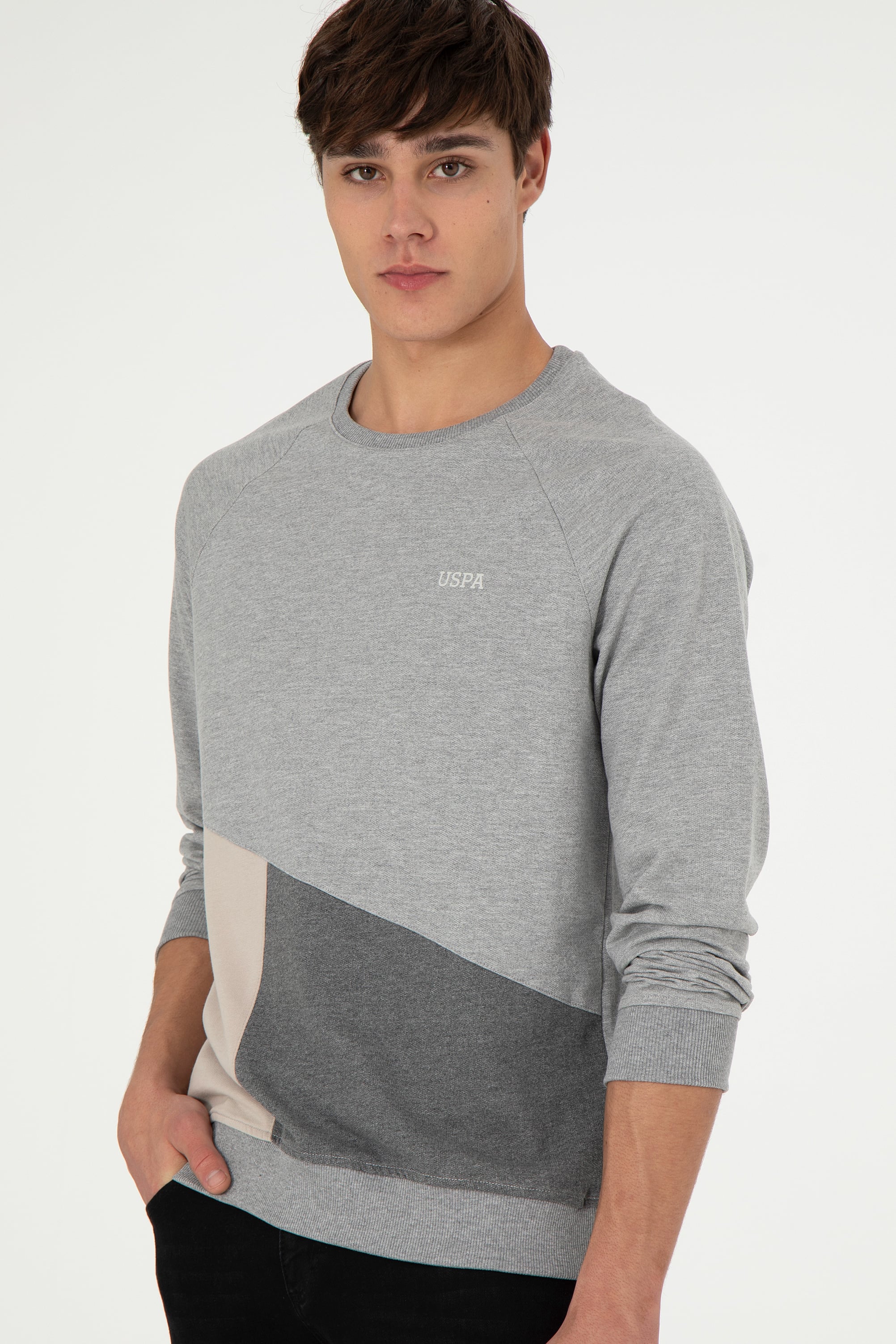 Erkek Gri Melanj Sweatshirt - Image 3
