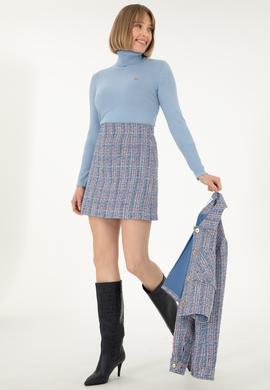 Kadın Açık Mavi Balıkçı Yaka Kazak - 50297080003