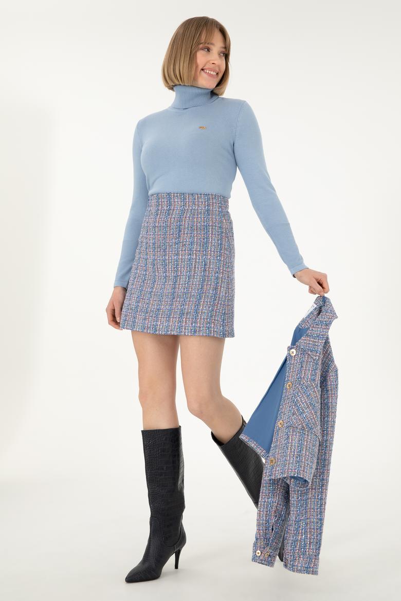 Kadın Açık Mavi Balıkçı Yaka Kazak - 50297080003