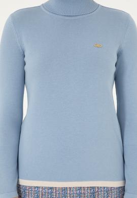 Kadın Açık Mavi Balıkçı Yaka Kazak - 50297080003