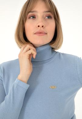 Kadın Açık Mavi Balıkçı Yaka Kazak - 50297080003