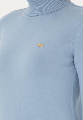 Kadın Açık Mavi Balıkçı Yaka Kazak - 50297080003