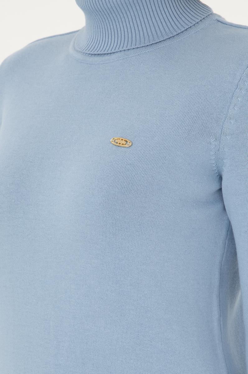 Kadın Açık Mavi Balıkçı Yaka Kazak