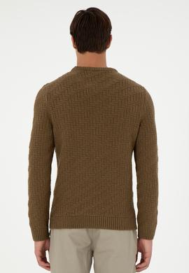 Erkek Slim Fit Bisiklet Yaka Haki Kazak - 50297050048