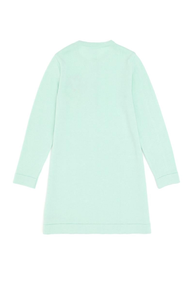 Kız Çocuk Su Yeşili Bisiklet Yaka Triko Elbise - 50297180020