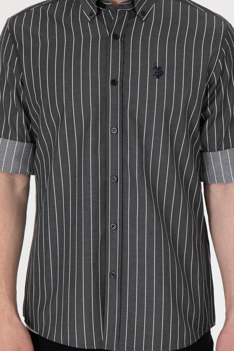 Erkek Beyaz Çizgili Siyah Gömlek - 50296617024
