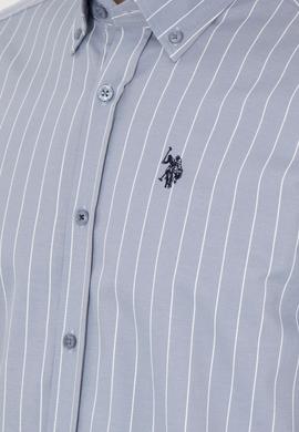Erkek Beyaz Çizgili Gri Gömlek - 50296617018