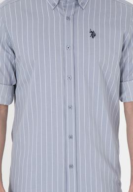 Erkek Beyaz Çizgili Gri Gömlek - 50296617018