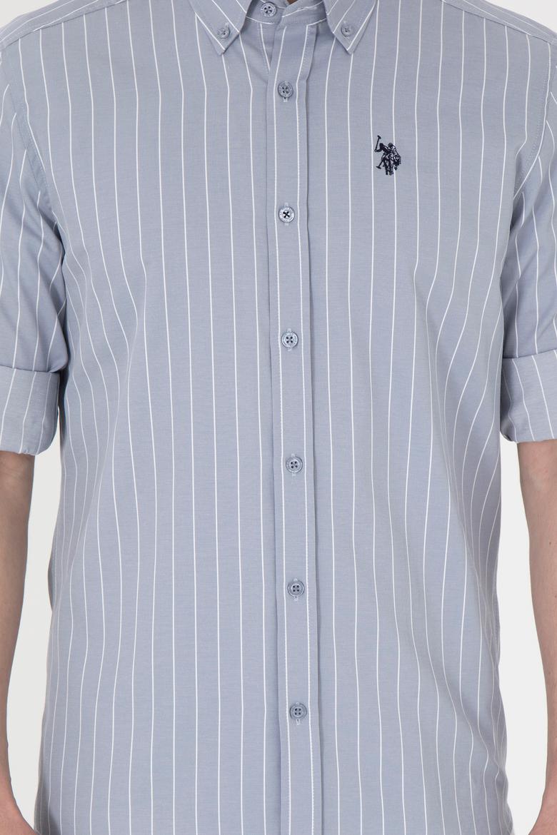 Erkek Beyaz Çizgili Gri Gömlek - 50296617018