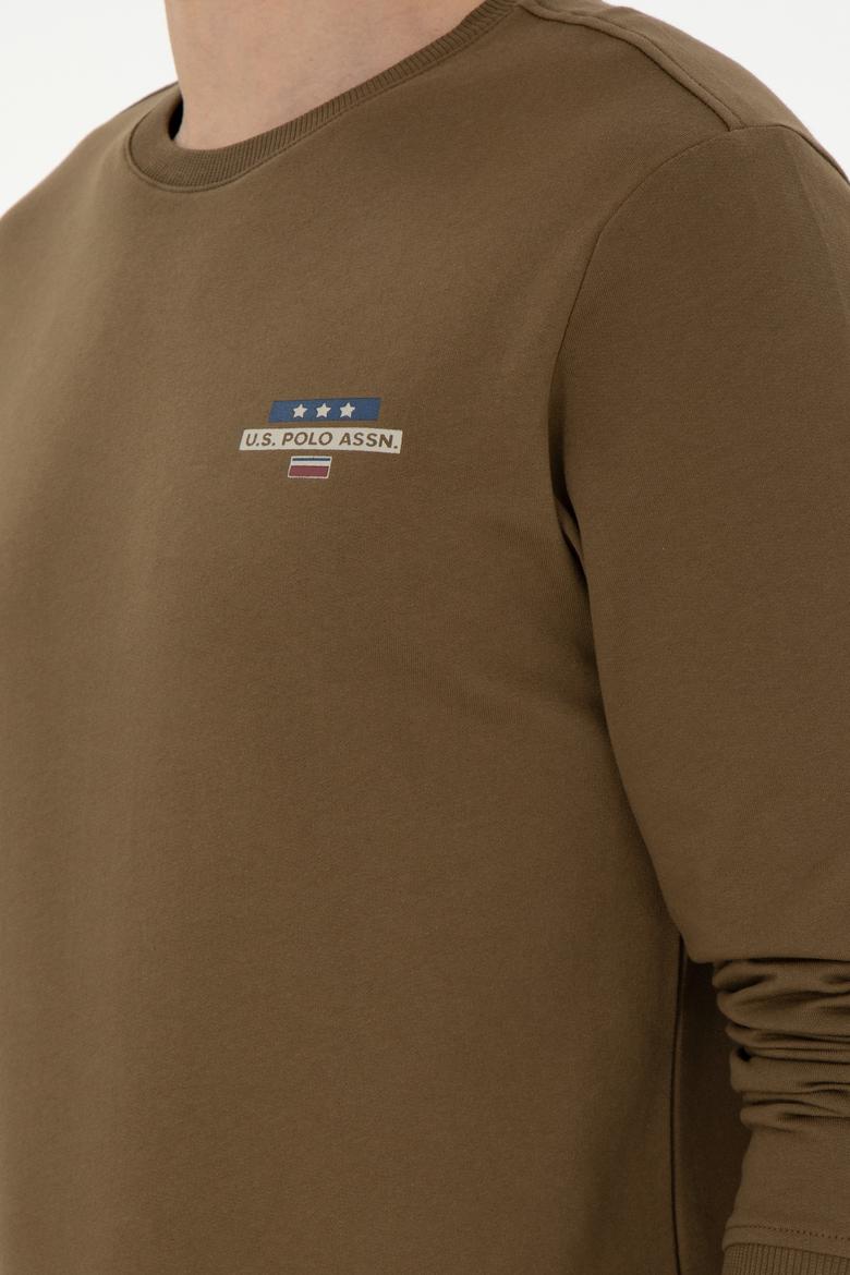 Erkek Regular Fit Bisiklet Yaka Haki Sweatshirt - 50293742028