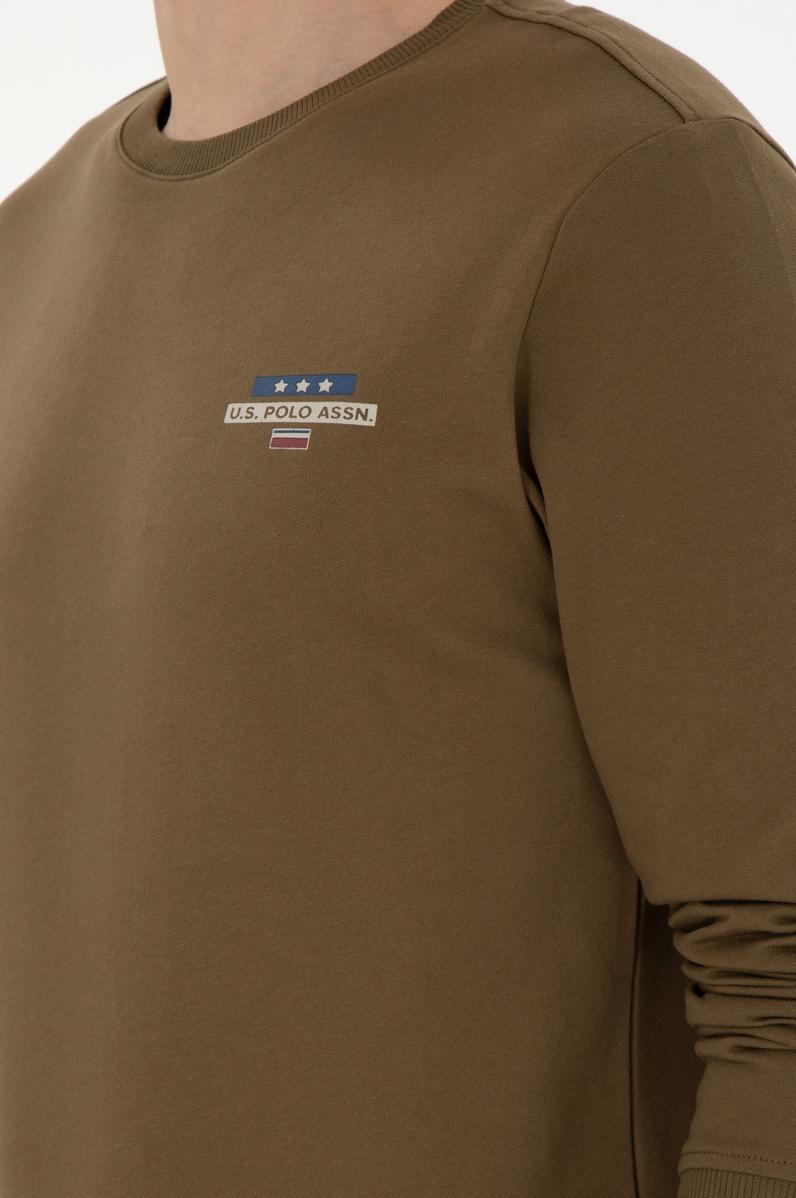 Erkek Regular Fit Bisiklet Yaka Haki Sweatshirt