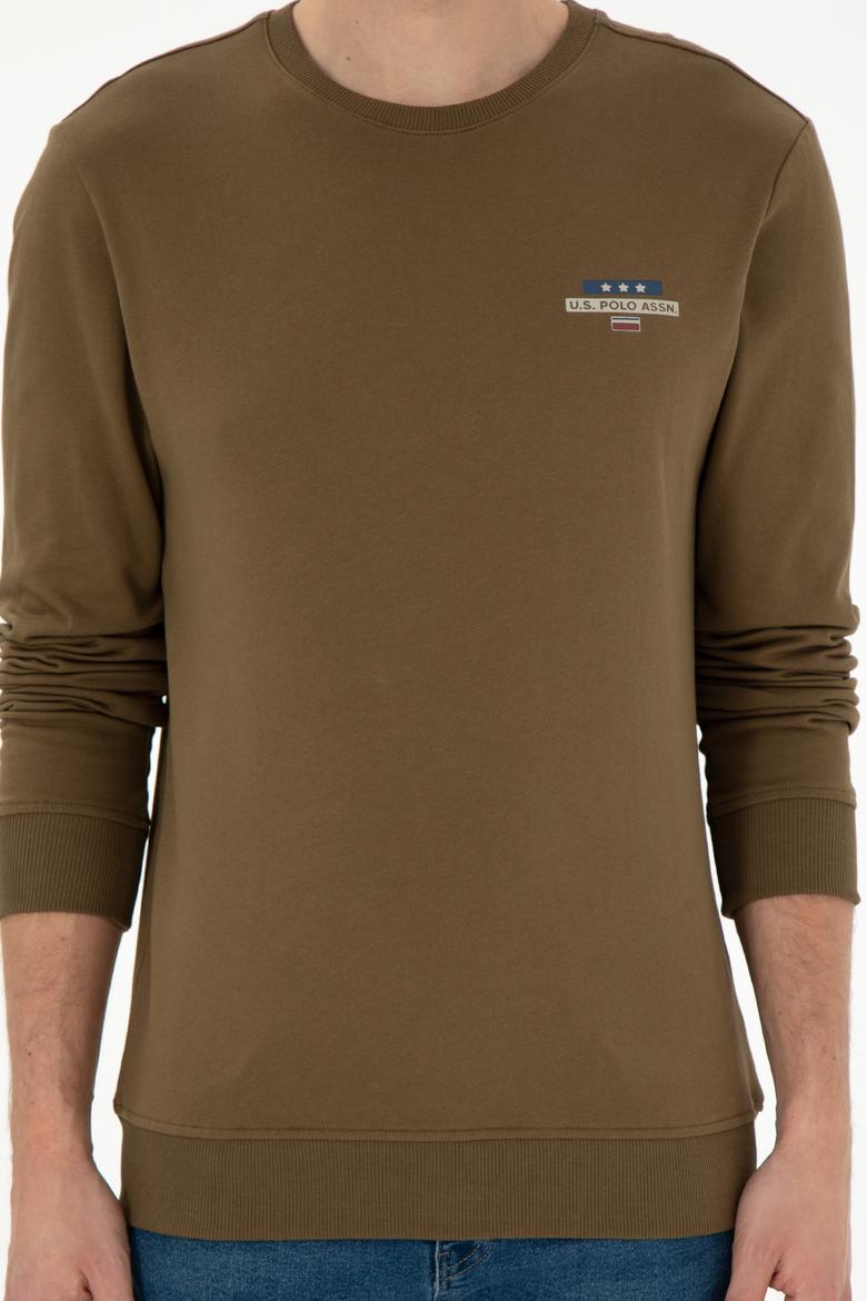 Erkek Regular Fit Bisiklet Yaka Haki Sweatshirt - 50293742028