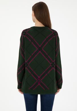 Kadın Koyu Yeşil Bisiklet Yaka Kazak - 50291588010