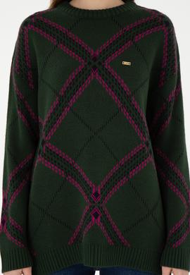 Kadın Koyu Yeşil Bisiklet Yaka Kazak - 50291588010