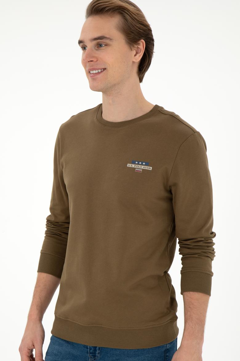 Erkek Regular Fit Bisiklet Yaka Haki Sweatshirt - 50293742028