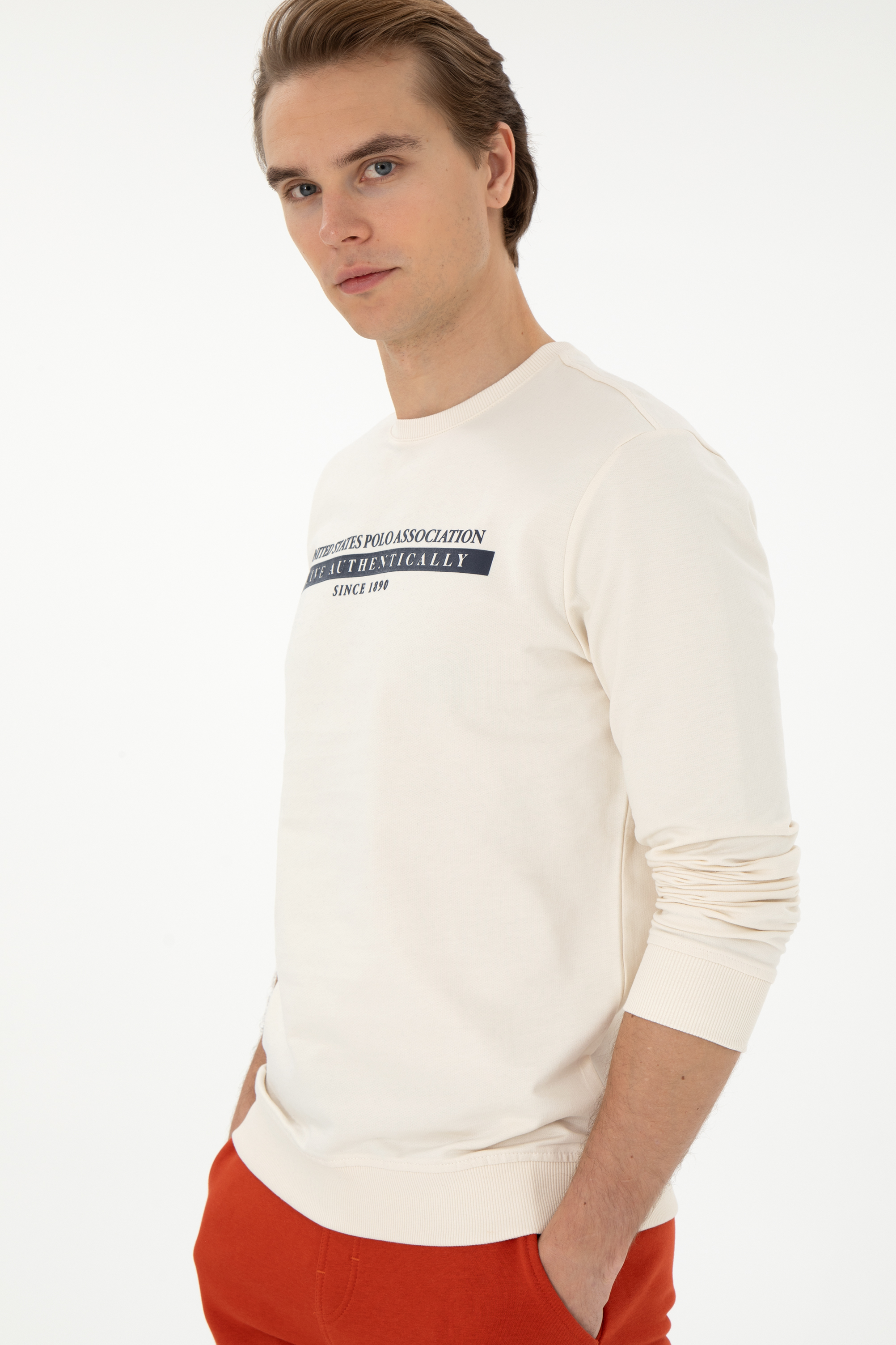Erkek Krem Sweatshirt