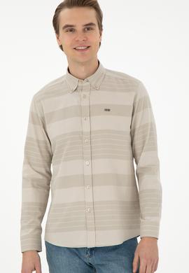 Erkek Açık Haki Uzun Kollu Gömlek - 50291408015